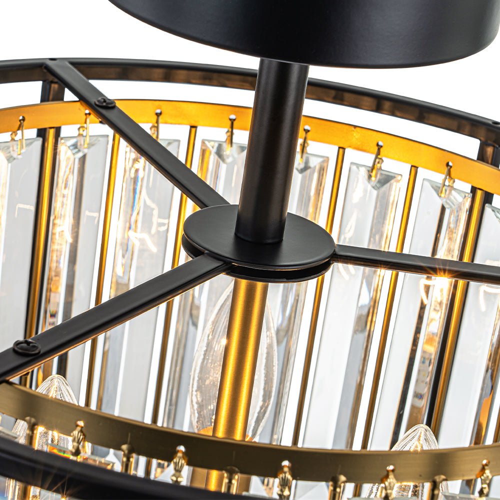 Plafondlamp Kristal Zwart Messing 3 Lichts Design Entree Keuken Woonkamer Eetkamer Slaapkamer Interieur | Sulvida