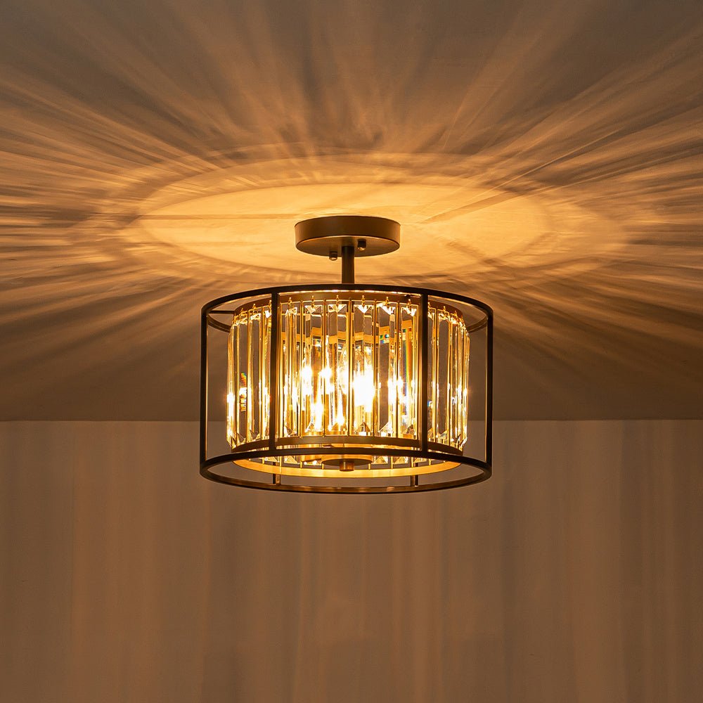 Plafondlamp Kristal Zwart Messing 3 Lichts Design Entree Keuken Woonkamer Eetkamer Slaapkamer Interieur | Sulvida