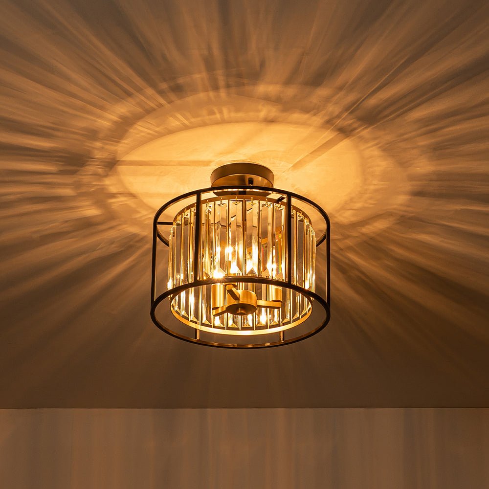 Plafondlamp Kristal Zwart Messing 3 Lichts Design Entree Keuken Woonkamer Eetkamer Slaapkamer Interieur | Sulvida