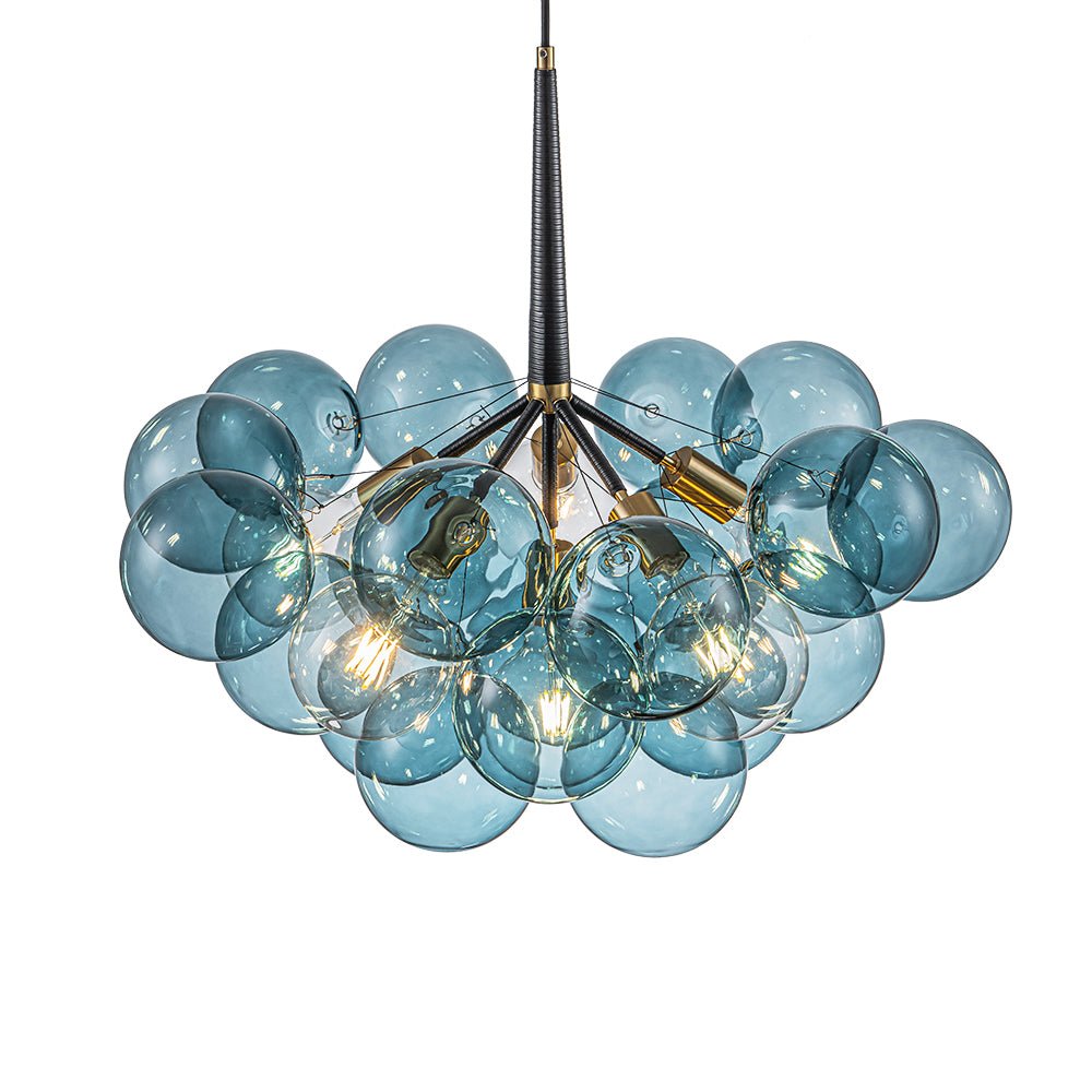 Glazen Hanglamp Blauw met Messing en Zwart voor Eetkamer Woonkamer Hal Slaapkamer LED Sfeerverlichting | Sulvida