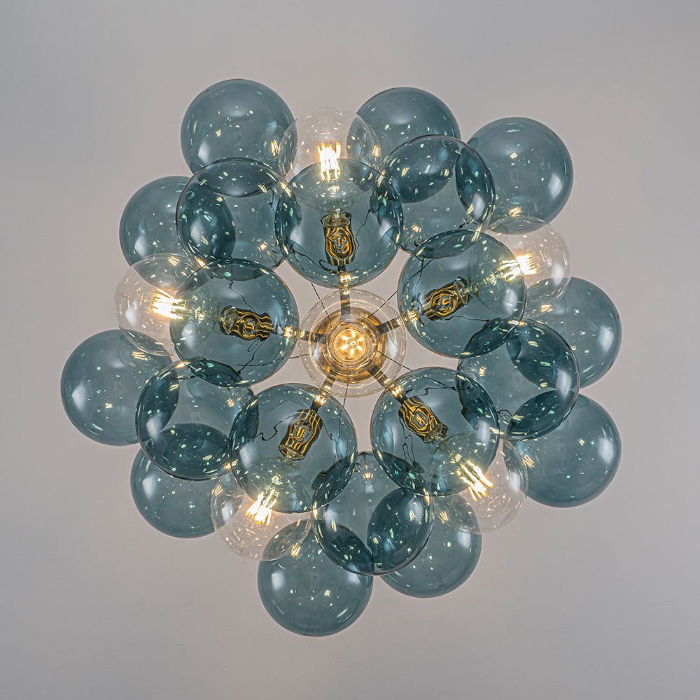 Glazen Hanglamp Blauw met Messing en Zwart voor Eetkamer Woonkamer Hal Slaapkamer LED Sfeerverlichting | Sulvida