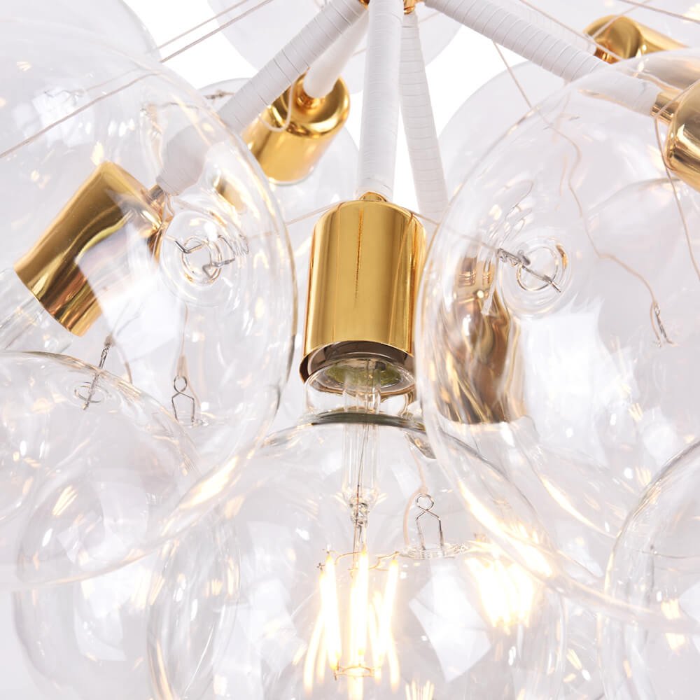 Glazen Bubble Kroonluchter Semi-Plafond Montage Moderne Verlichting Zwart Wit Goud Transparant Bol Sfeer | Sulvida