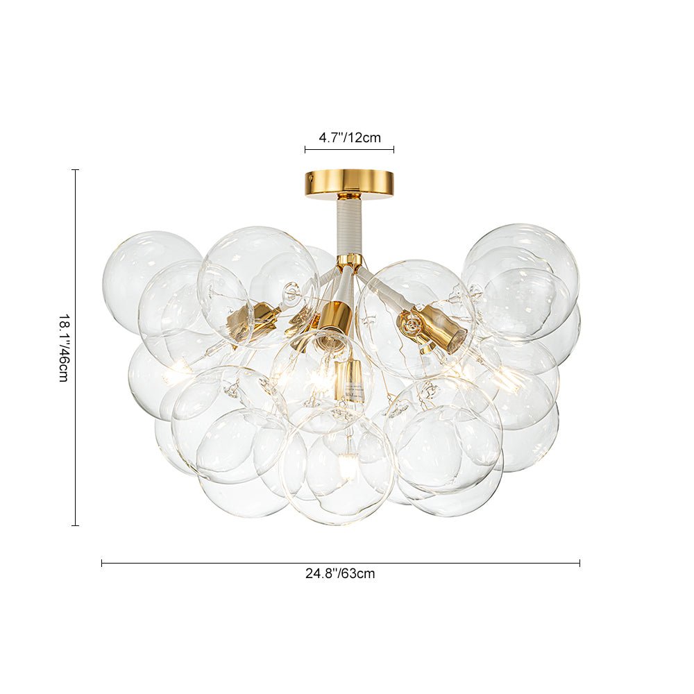 Glazen Bubble Kroonluchter Semi-Plafond Montage Moderne Verlichting Zwart Wit Goud Transparant Bol Sfeer | Sulvida