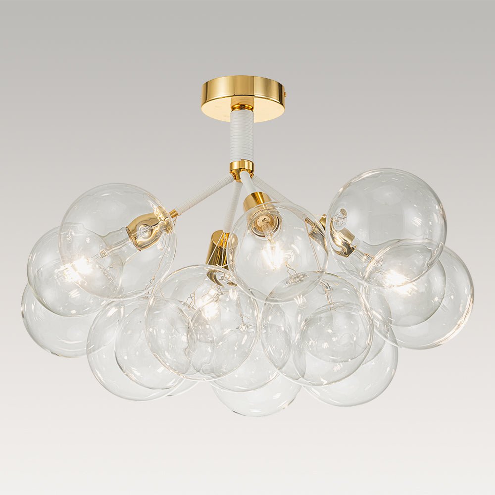 Glazen Bubble Kroonluchter Semi-Plafond Montage Moderne Verlichting Zwart Wit Goud Transparant Bol Sfeer | Sulvida