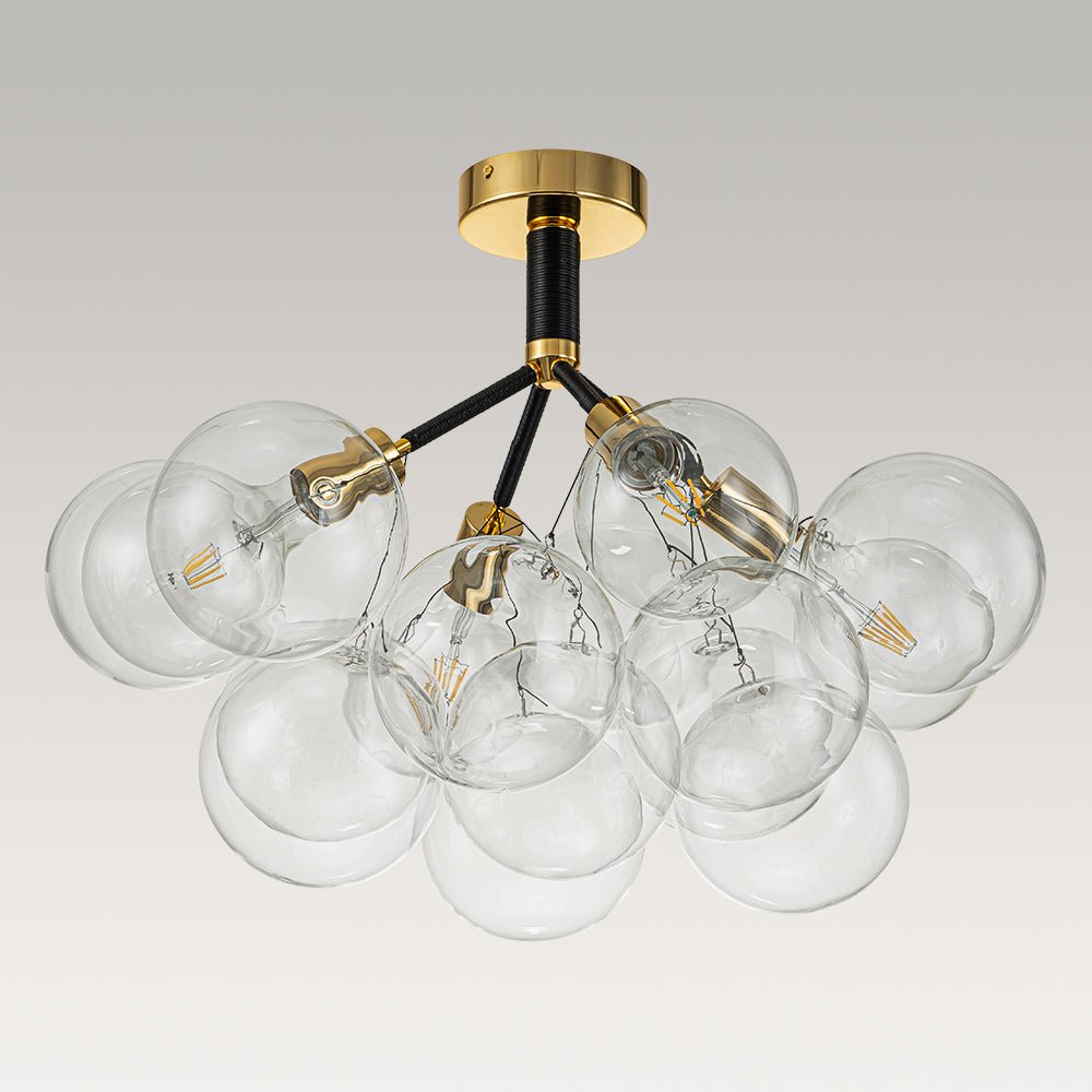 Glazen Bubble Kroonluchter Semi-Plafond Montage Moderne Verlichting Zwart Wit Goud Transparant Bol Sfeer | Sulvida