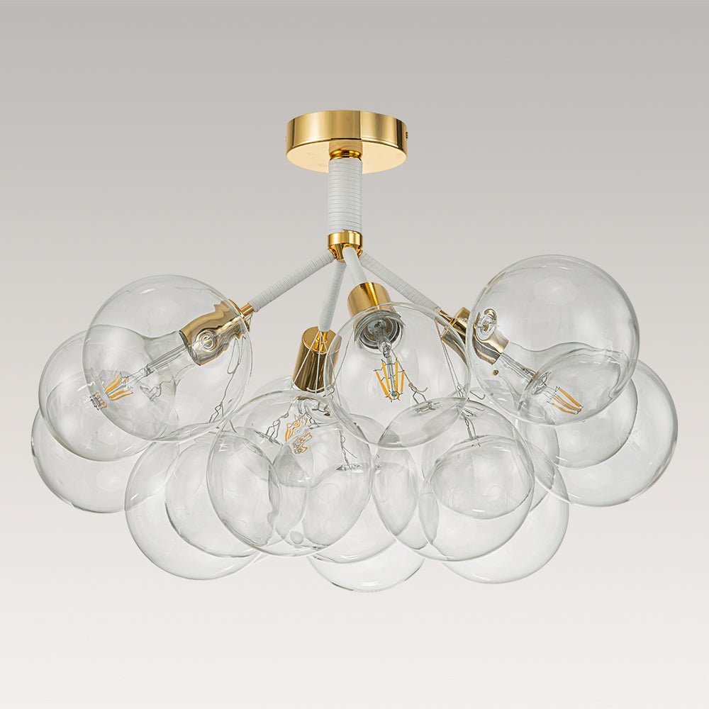 Glazen Bubble Kroonluchter Semi-Plafond Montage Moderne Verlichting Zwart Wit Goud Transparant Bol Sfeer | Sulvida