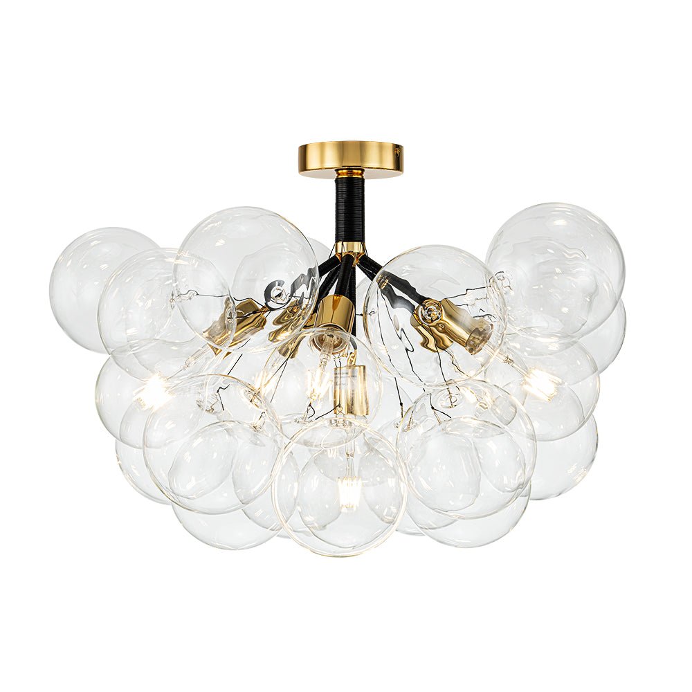 Glazen Bubble Kroonluchter Semi-Plafond Montage Moderne Verlichting Zwart Wit Goud Transparant Bol Sfeer | Sulvida