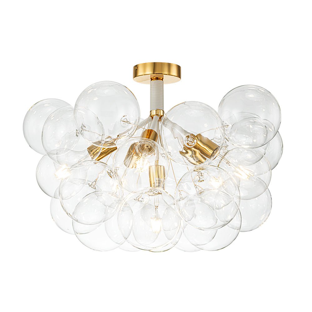 Glazen Bubble Kroonluchter Semi-Plafond Montage Moderne Verlichting Zwart Wit Goud Transparant Bol Sfeer | Sulvida