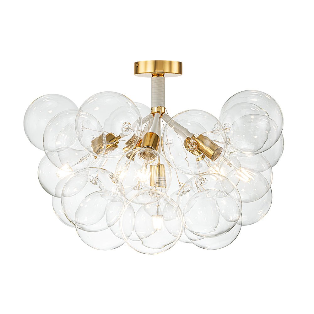 Glazen Bubble Kroonluchter Semi-Plafond Montage Moderne Verlichting Zwart Wit Goud Transparant Bol Sfeer | Sulvida
