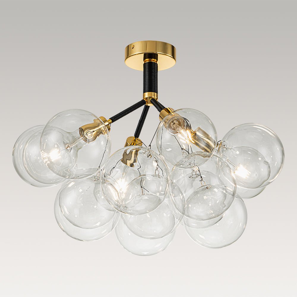 Glazen Bubble Kroonluchter Semi-Plafond Montage Moderne Verlichting Zwart Wit Goud Transparant Bol Sfeer | Sulvida