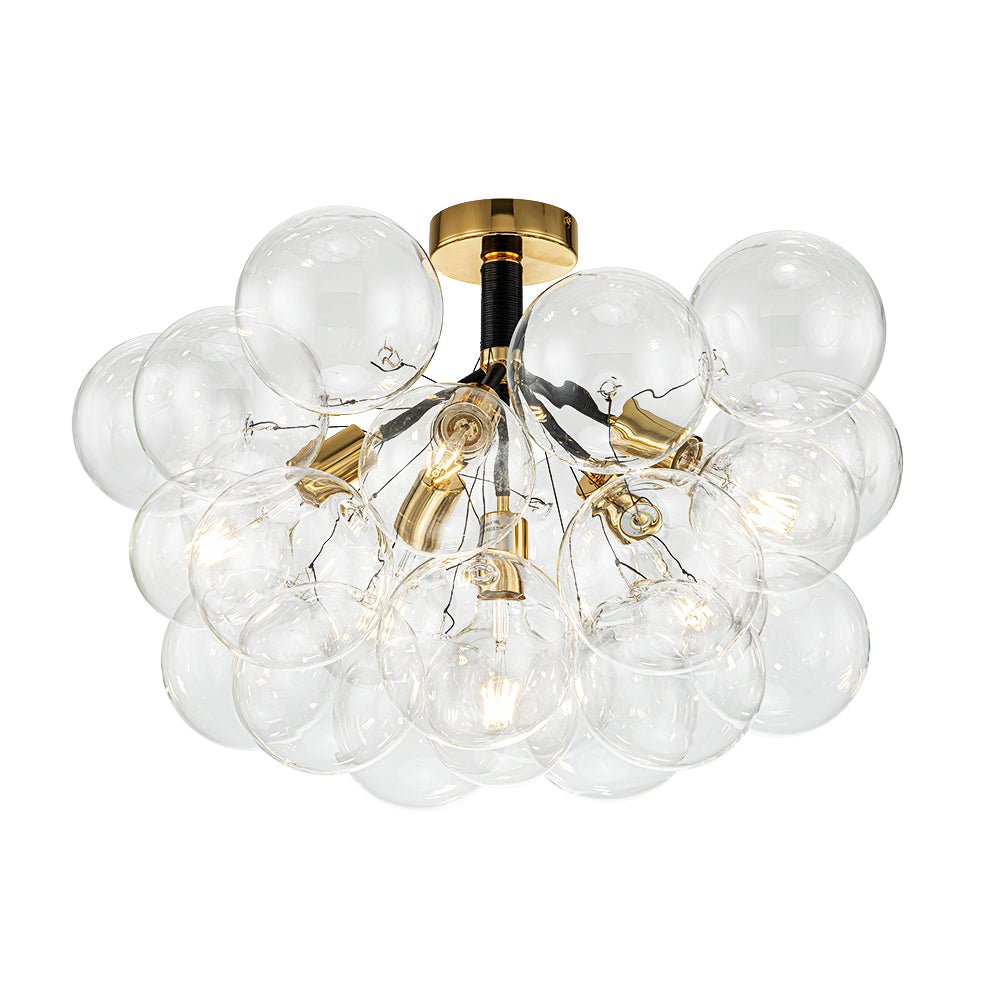 Glazen Bubble Kroonluchter Semi-Plafond Montage Moderne Verlichting Zwart Wit Goud Transparant Bol Sfeer | Sulvida