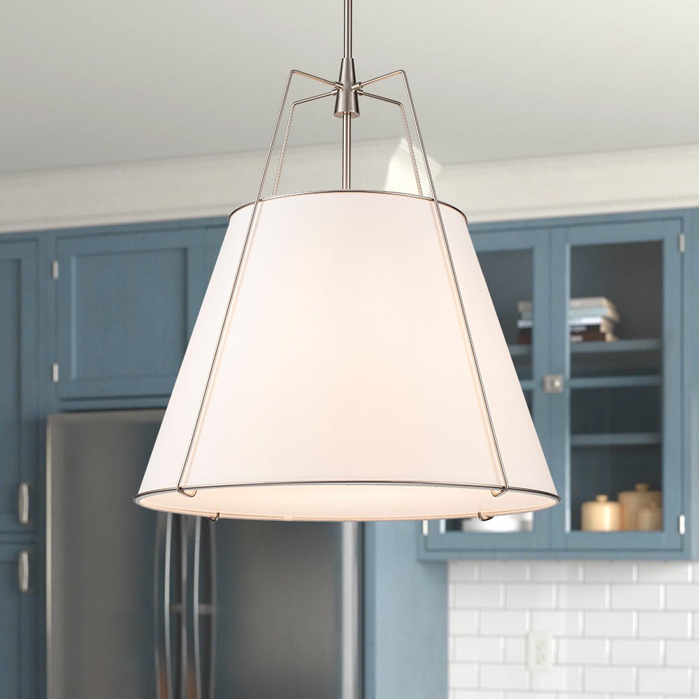 Hanglamp Conisch Stof Vierlicht Messing Wit Zwart Eetkamer Woonkamer Modern Landelijk Stijlvol Design | Sulvida