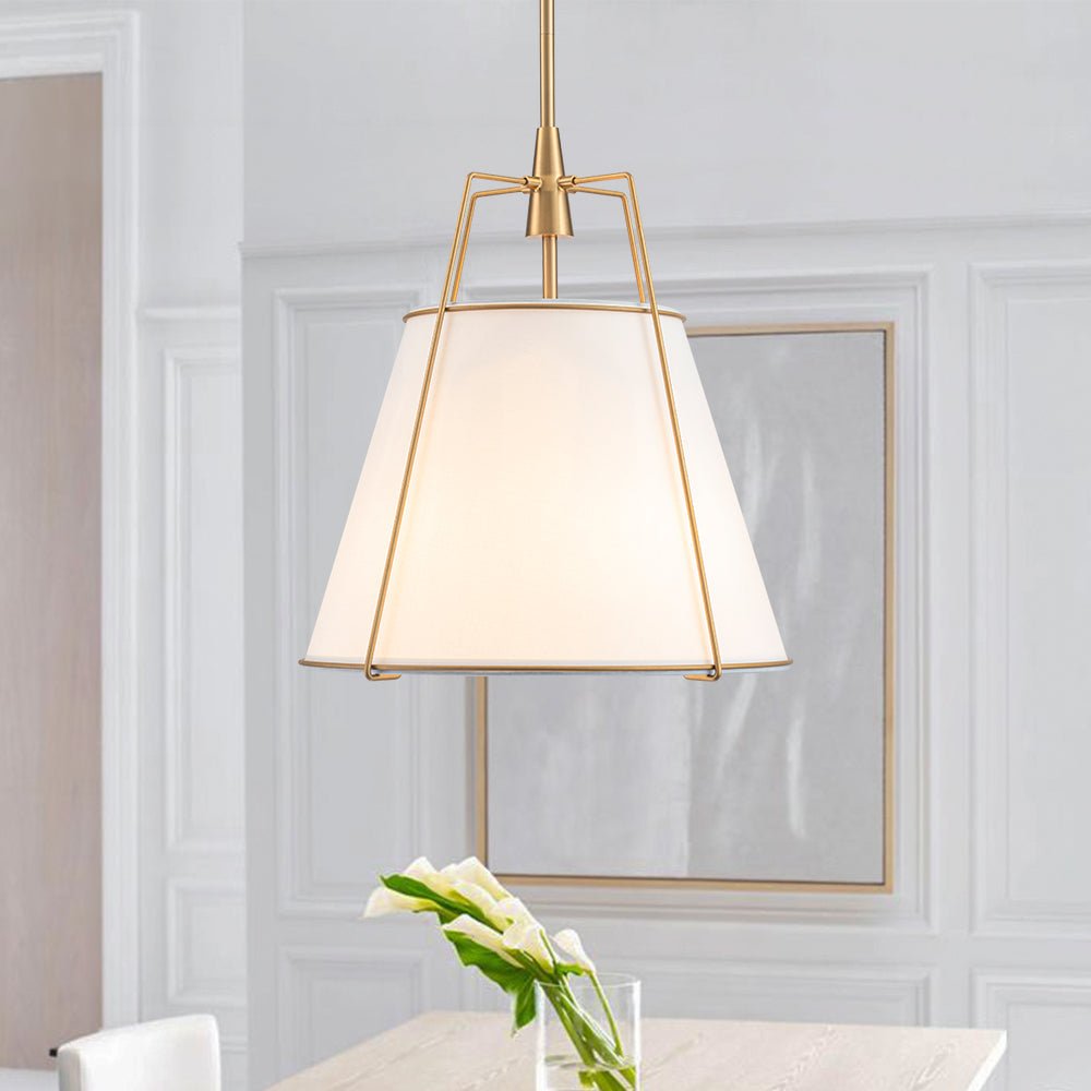Hanglamp Conisch Stof Vierlicht Messing Wit Zwart Eetkamer Woonkamer Modern Landelijk Stijlvol Design | Sulvida