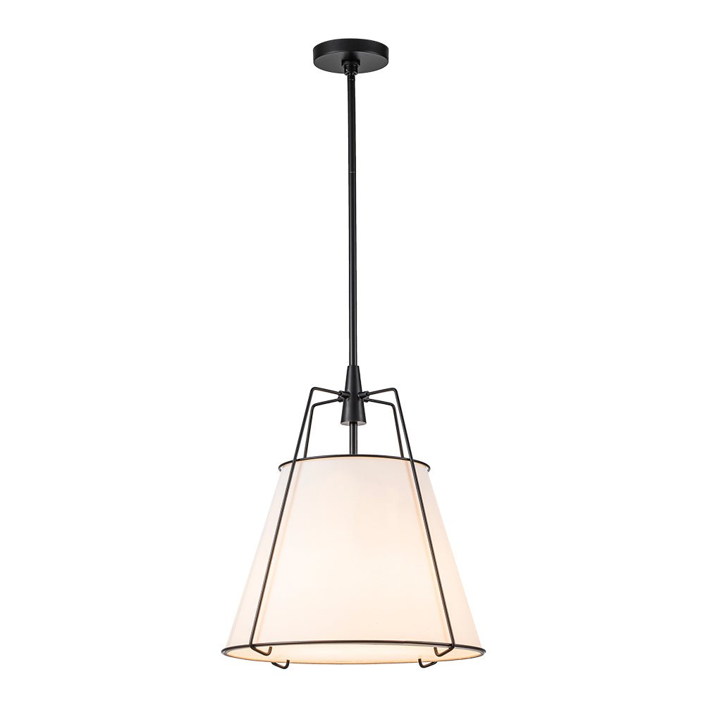 Hanglamp Conisch Stof Vierlicht Messing Wit Zwart Eetkamer Woonkamer Modern Landelijk Stijlvol Design | Sulvida