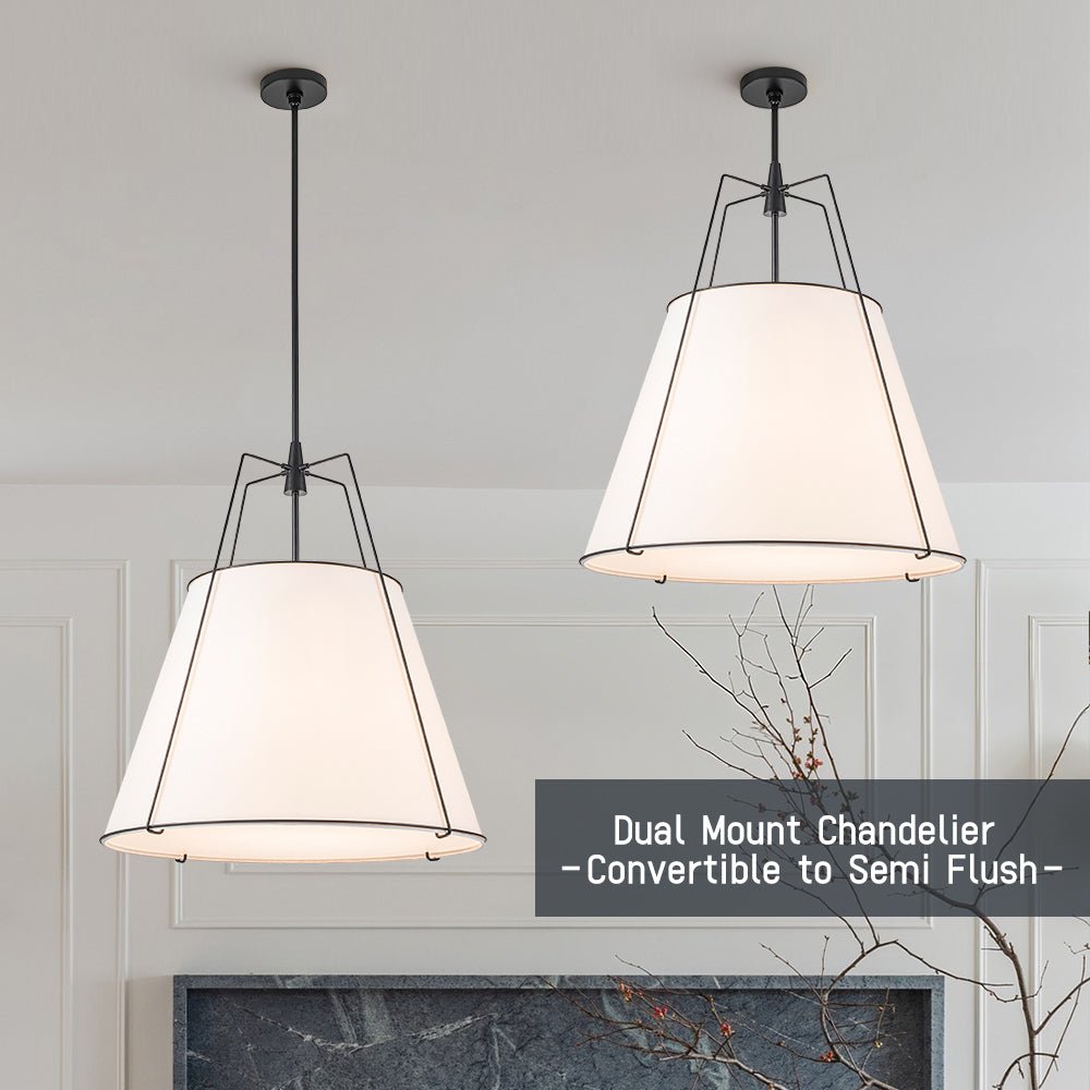 Hanglamp Conisch Stof Vierlicht Messing Wit Zwart Eetkamer Woonkamer Modern Landelijk Stijlvol Design | Sulvida