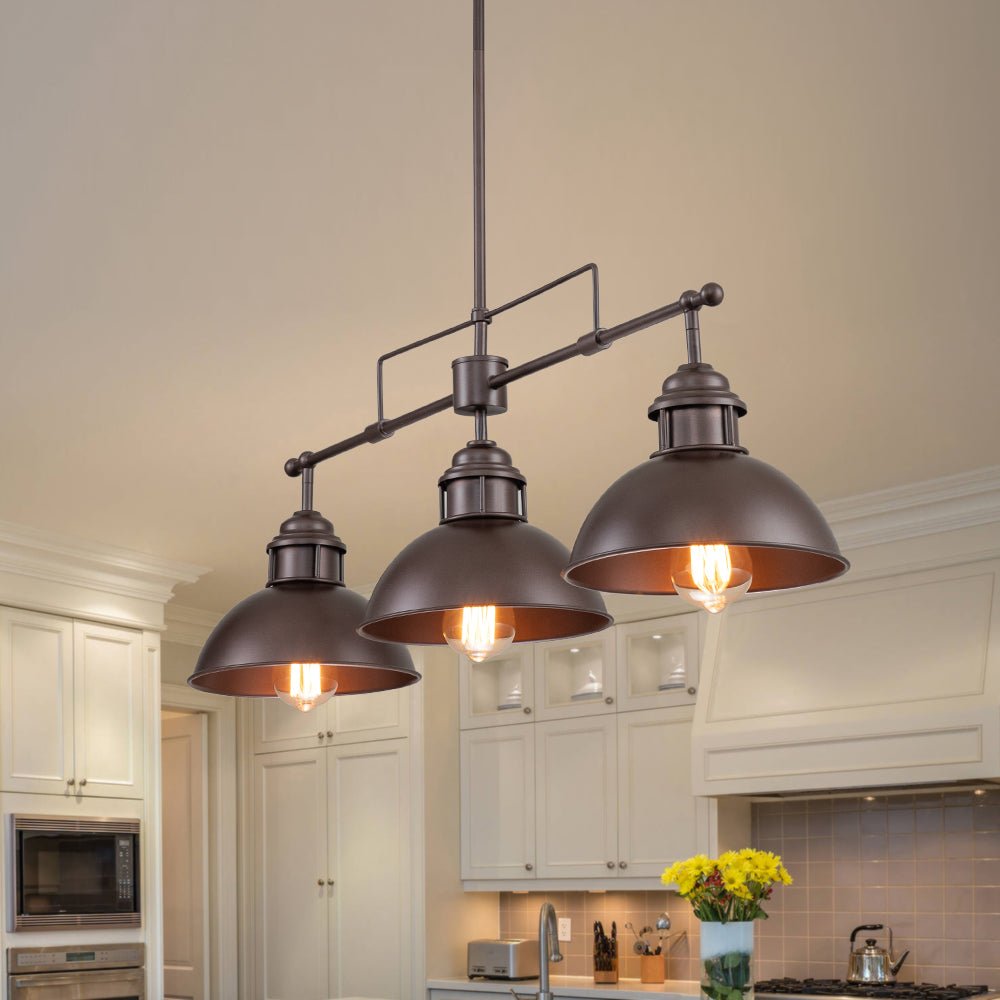 Metalen Hanglamp 3-Lichts Koepel Landelijk Industrieel E26/E27 Fitting Verstelbaar Eettafel Keuken Woonkamer | Sulvida