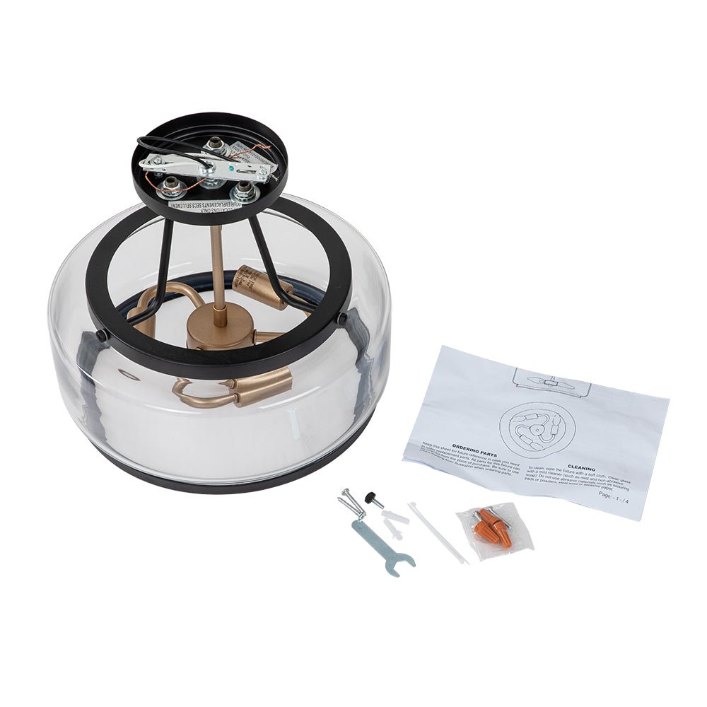 Semi-plafondlamp glas 3-lichts zwart messing ronde drum voor hal keuken slaapkamer E12 fitting modern design | Sulvida