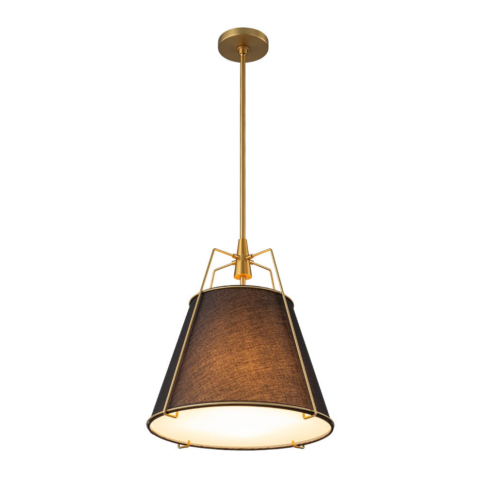 Hanglamp Conisch Stof Vierlicht Messing Wit Zwart Eetkamer Woonkamer Modern Landelijk Stijlvol Design | Sulvida