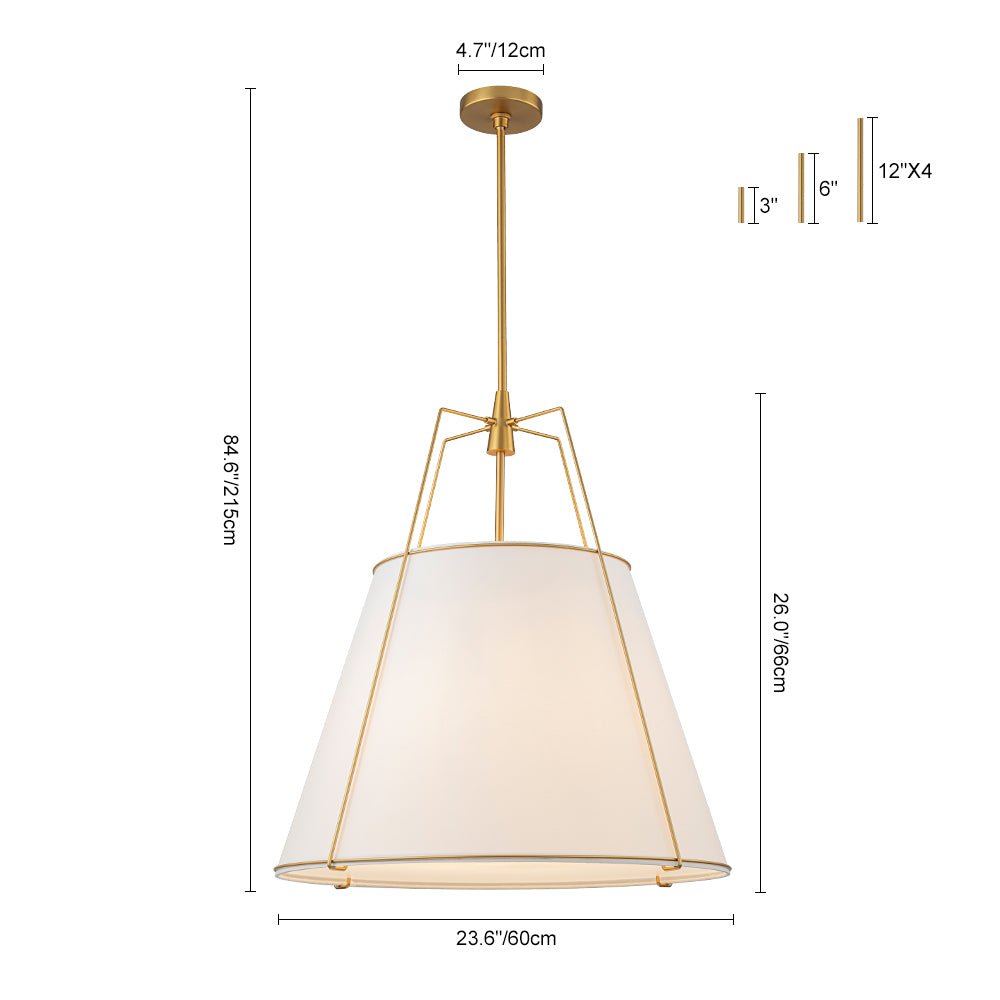 Hanglamp Conisch Stof Vierlicht Messing Wit Zwart Eetkamer Woonkamer Modern Landelijk Stijlvol Design | Sulvida