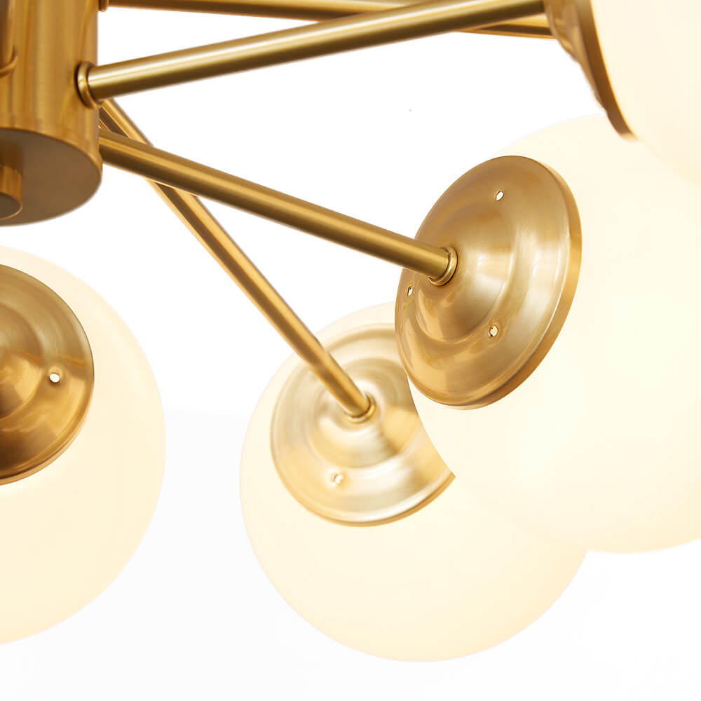 Sputnik Kroonluchter met 12 Glazen Bollen Messing Afwerking Moderne Verlichting E26/E27 110-130V Hanglamp | Sulvida
