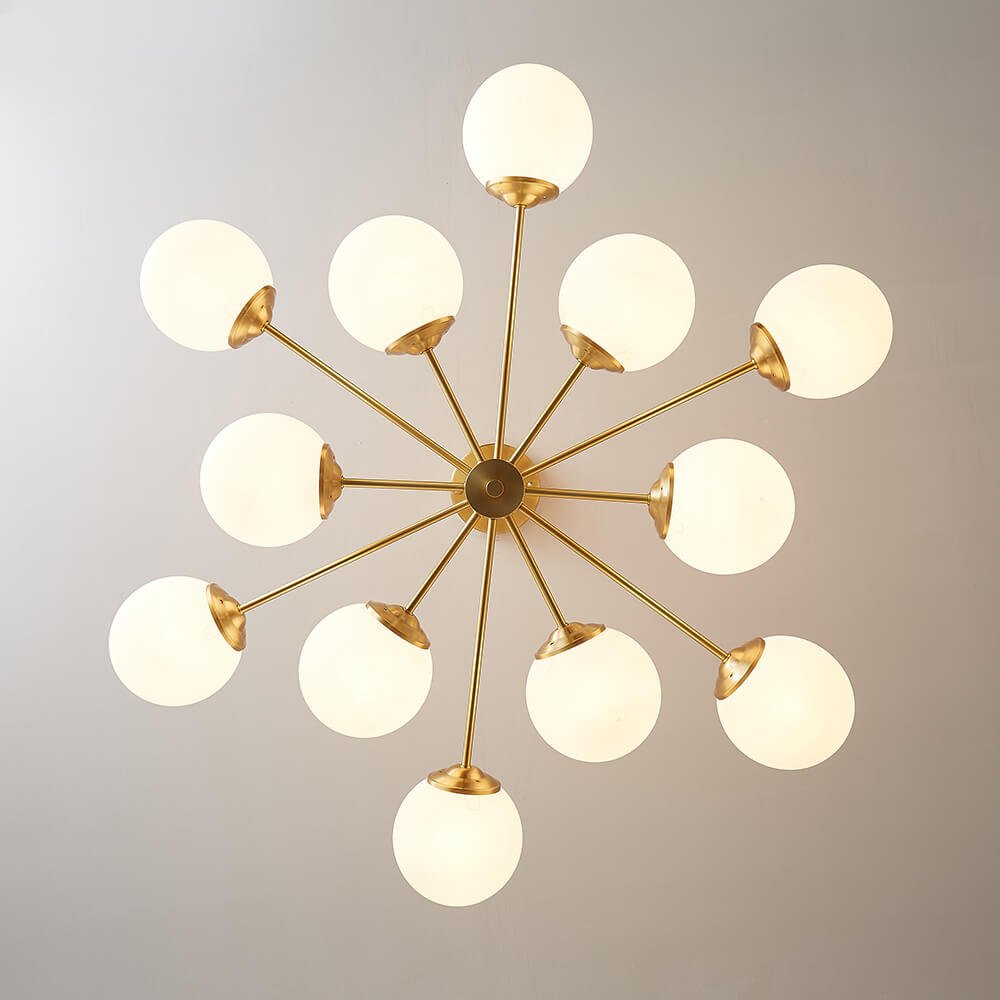 Sputnik Kroonluchter met 12 Glazen Bollen Messing Afwerking Moderne Verlichting E26/E27 110-130V Hanglamp | Sulvida