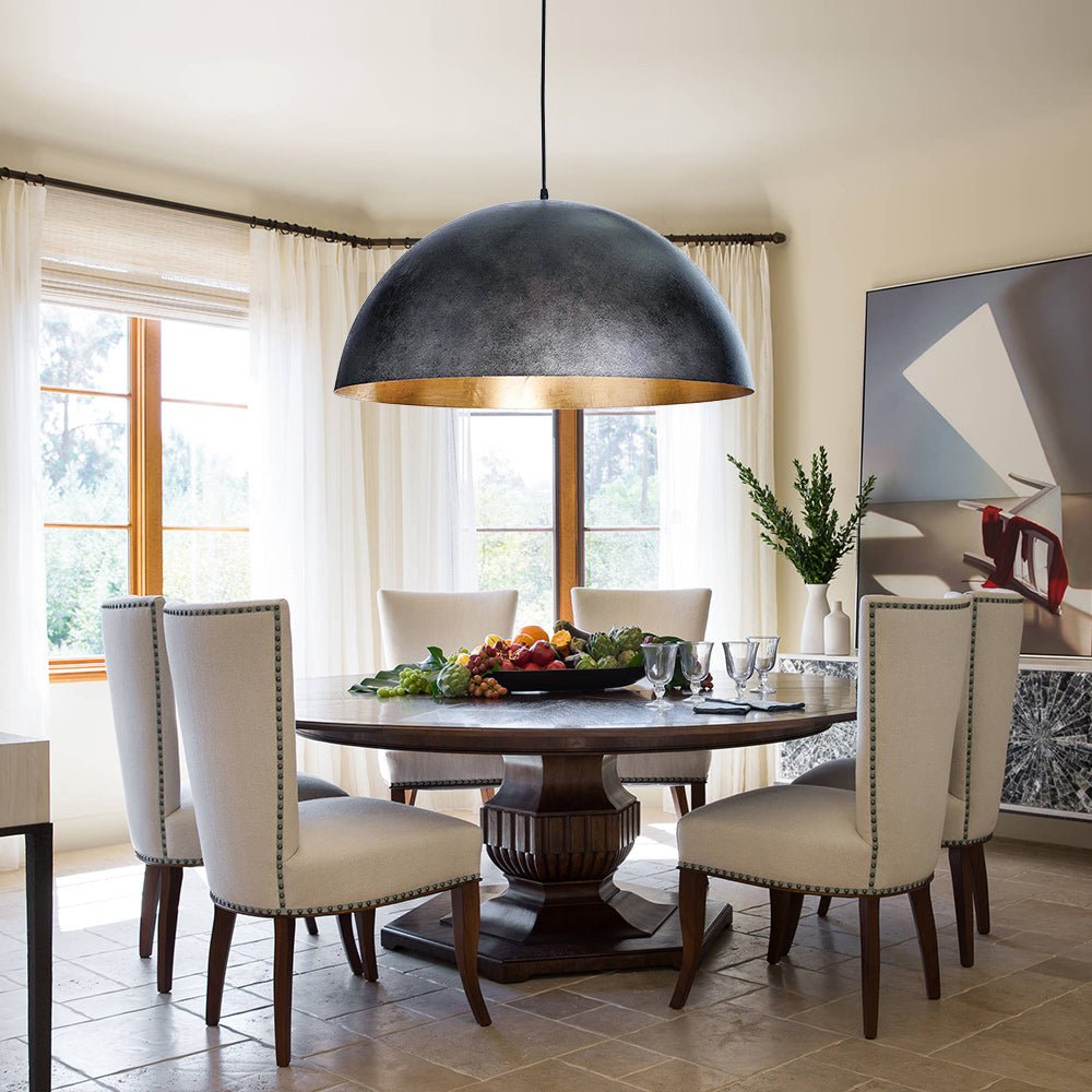 Metalen Koepel Hanglamp Zwart Staal Oversized Design Industrieel Goud Binnenzijde Nordic Stijl Verlichting | Sulvida