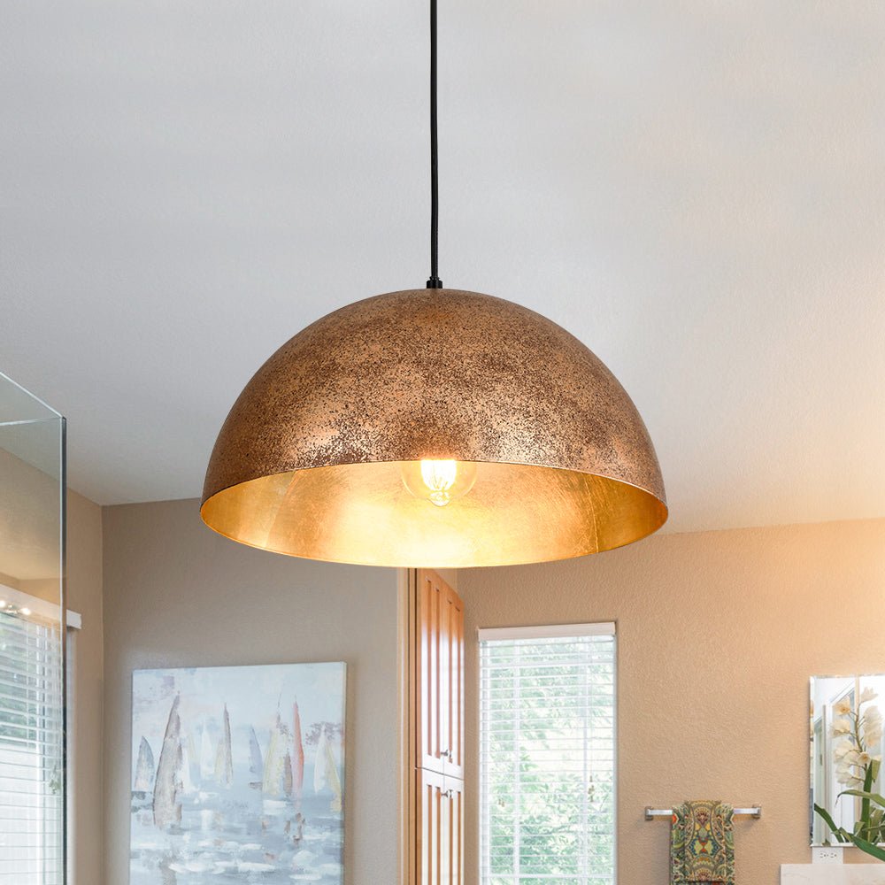 Metalen Koepel Hanglamp Zwart Staal Oversized Design Industrieel Goud Binnenzijde Nordic Stijl Verlichting | Sulvida