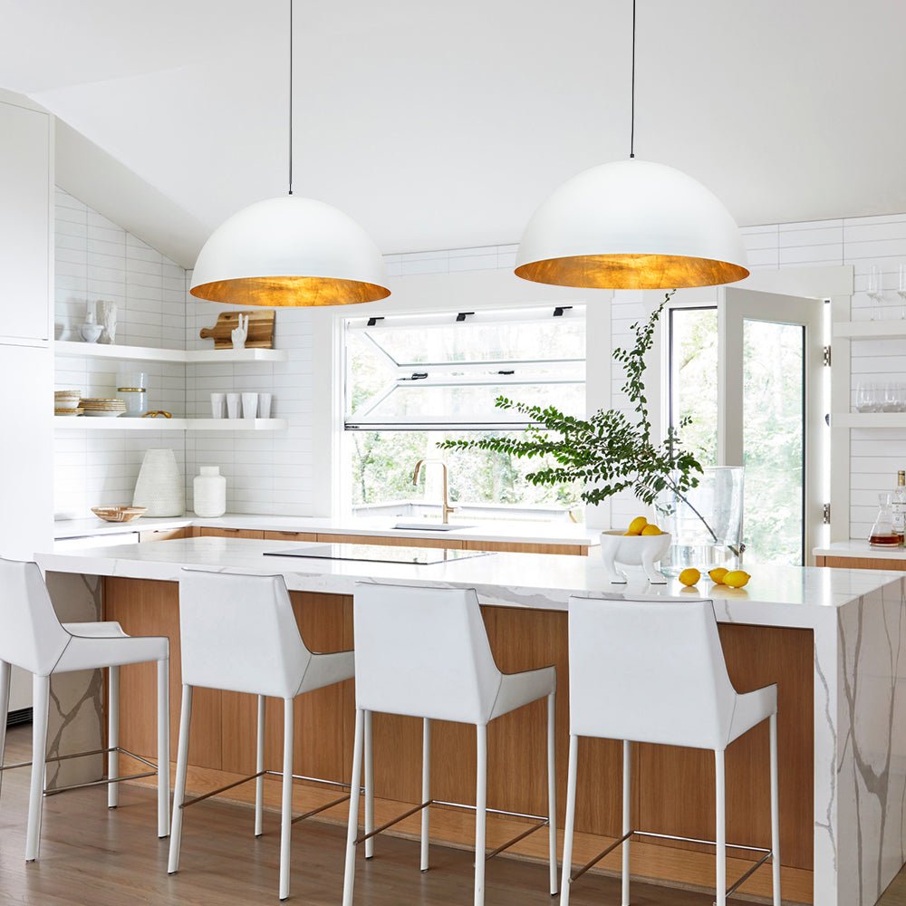 Metalen Koepel Hanglamp Zwart Staal Oversized Design Industrieel Goud Binnenzijde Nordic Stijl Verlichting | Sulvida