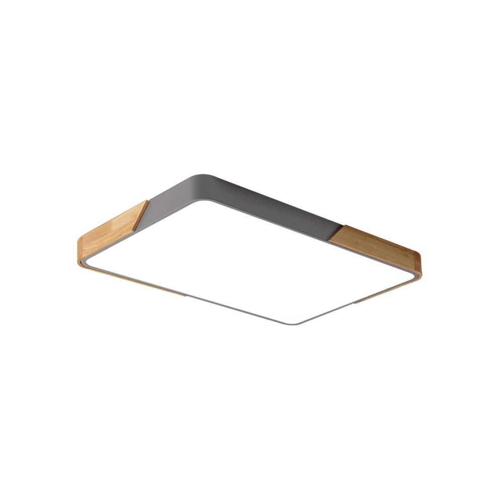 Rechthoekige LED Plafondlamp 88×62cm Dimbaar met Hout Accenten voor Keuken Woonkamer Slaapkamer Studeerkamer | Sulvida