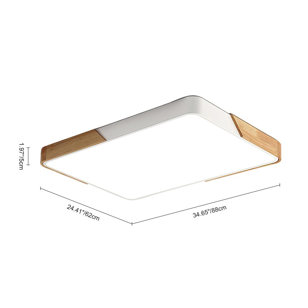 Rechthoekige LED Plafondlamp 88×62cm Dimbaar met Hout Accenten voor Keuken Woonkamer Slaapkamer Studeerkamer | Sulvida