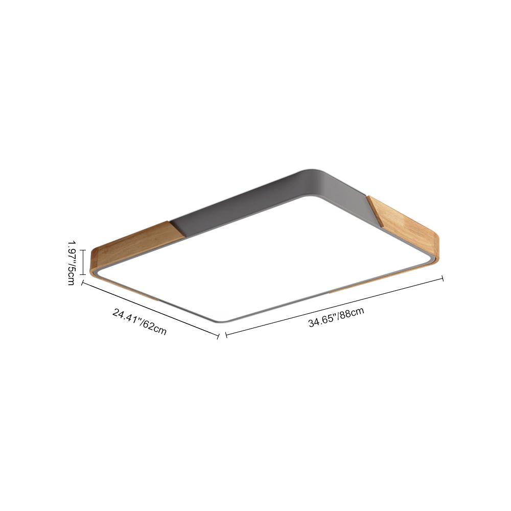 Rechthoekige LED Plafondlamp 88×62cm Dimbaar met Hout Accenten voor Keuken Woonkamer Slaapkamer Studeerkamer | Sulvida
