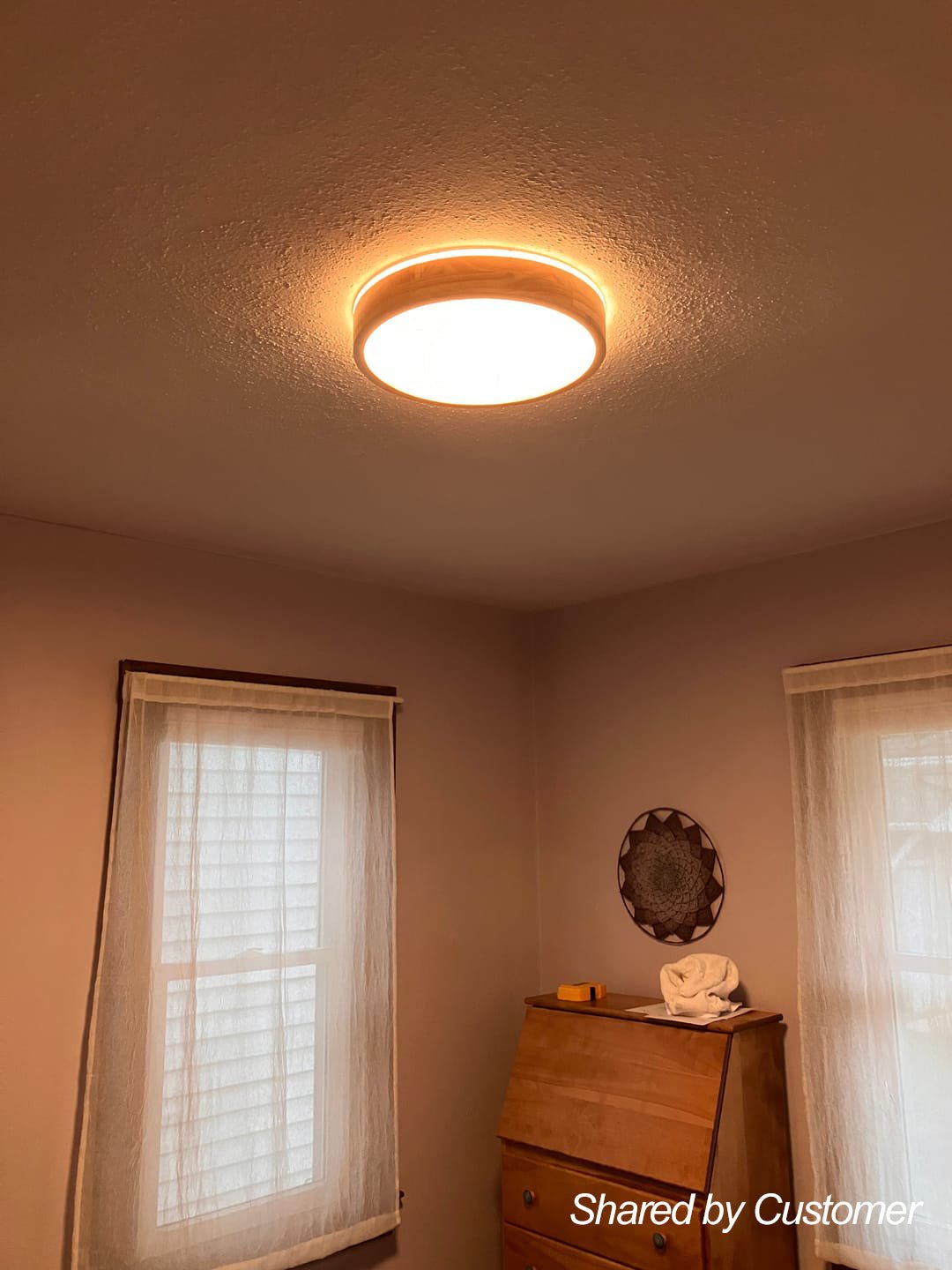 Ronde houten plafondlamp LED ultradun met 5 kleuren lichttemperaturen plafondverlichting modern dimbaar | Sulvida