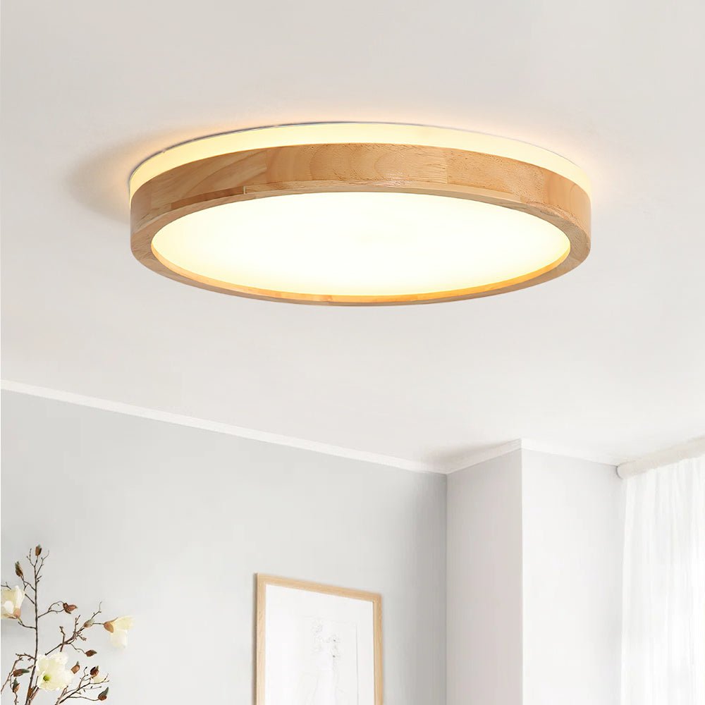 Ronde houten plafondlamp LED ultradun met 5 kleuren lichttemperaturen plafondverlichting modern dimbaar | Sulvida