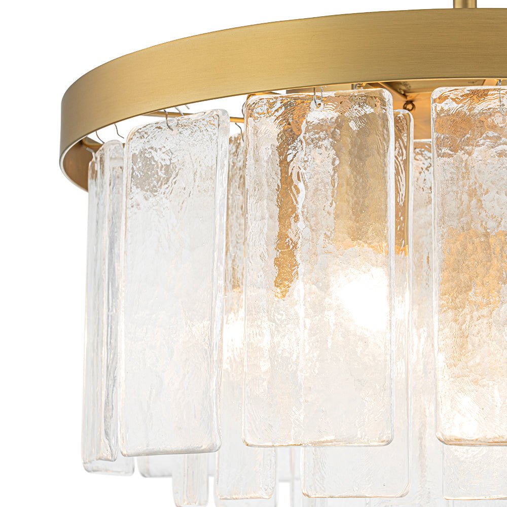 Gelaagde Plafondlamp Glas Rond Semi-Flush Vijf Lichtpunten Messing Zwart Nikkel Brons Design Eetkamer Woonkamer | Sulvida