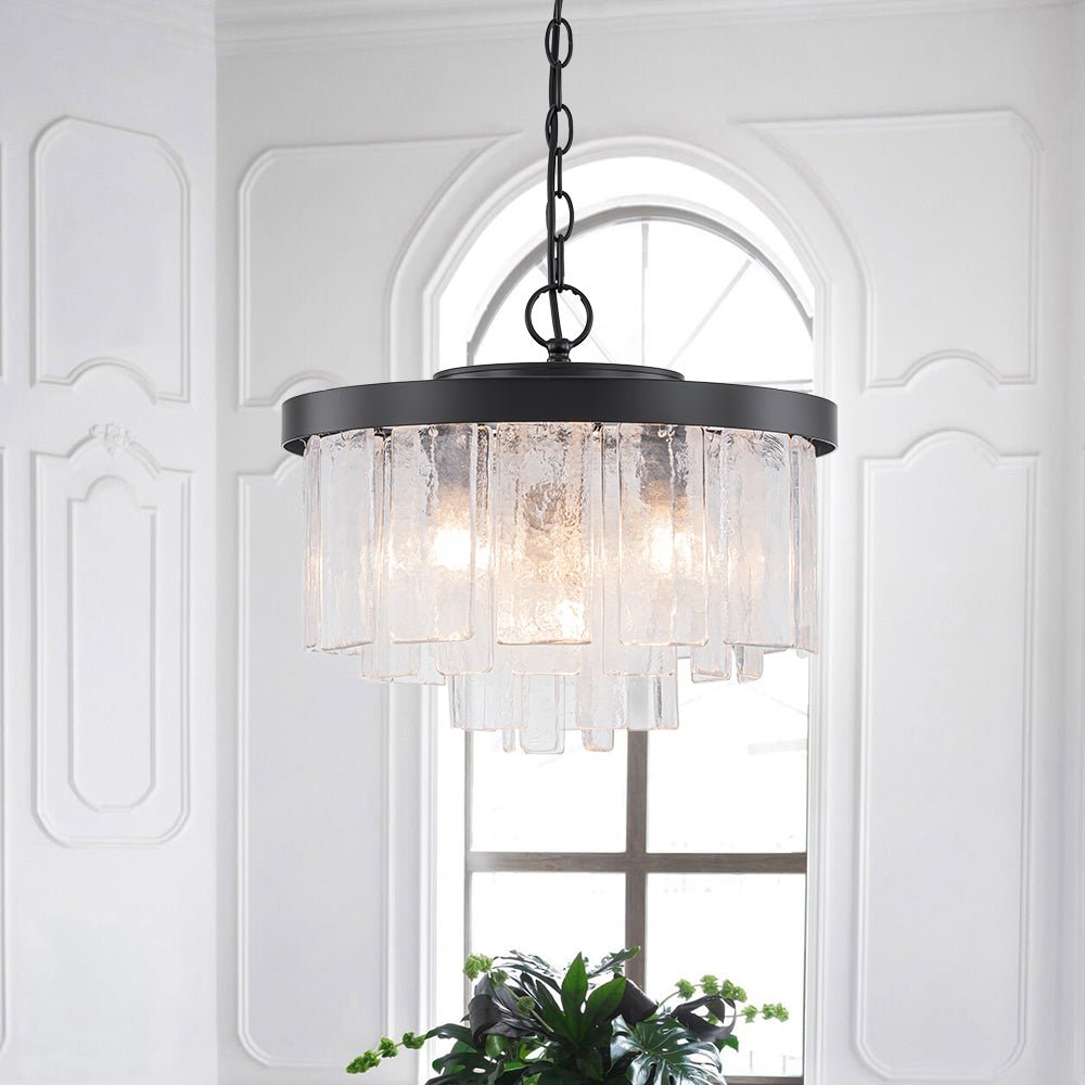Gelaagde Plafondlamp Glas Rond Semi-Flush Vijf Lichtpunten Messing Zwart Nikkel Brons Design Eetkamer Woonkamer | Sulvida