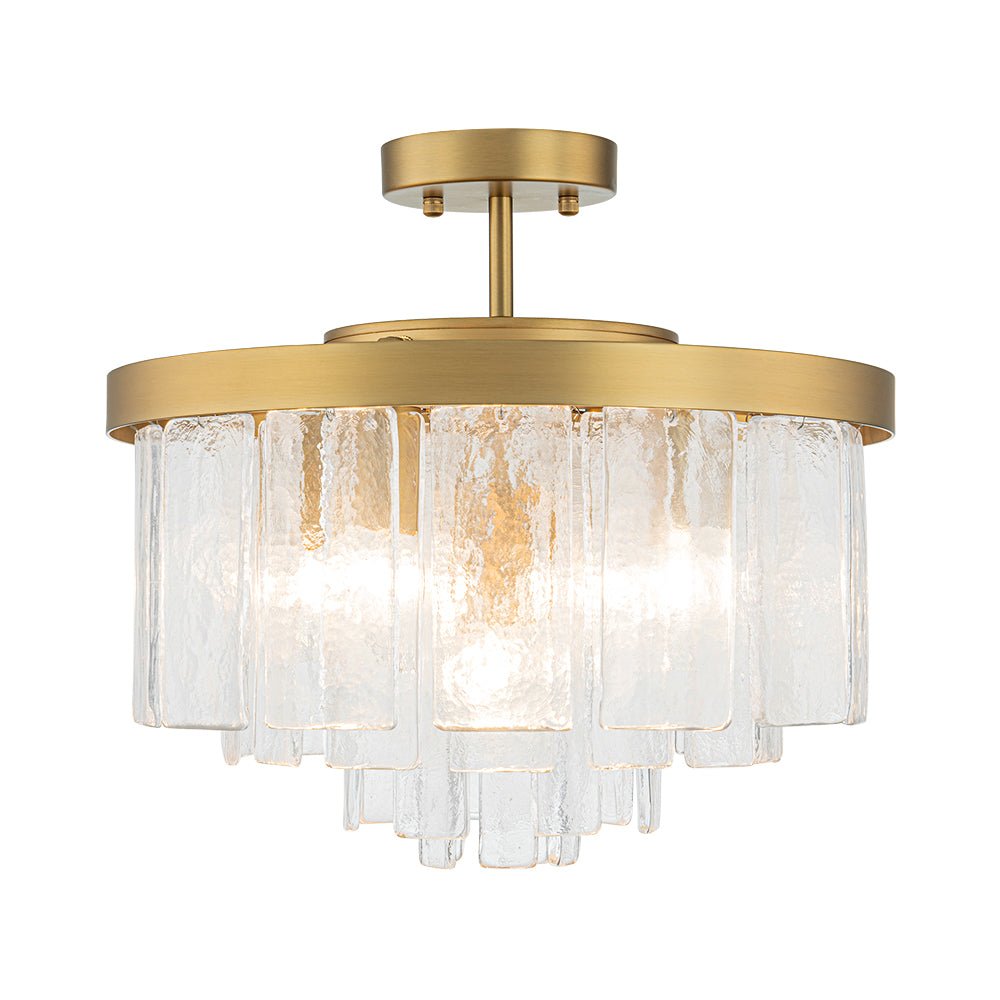 Gelaagde Plafondlamp Glas Rond Semi-Flush Vijf Lichtpunten Messing Zwart Nikkel Brons Design Eetkamer Woonkamer | Sulvida