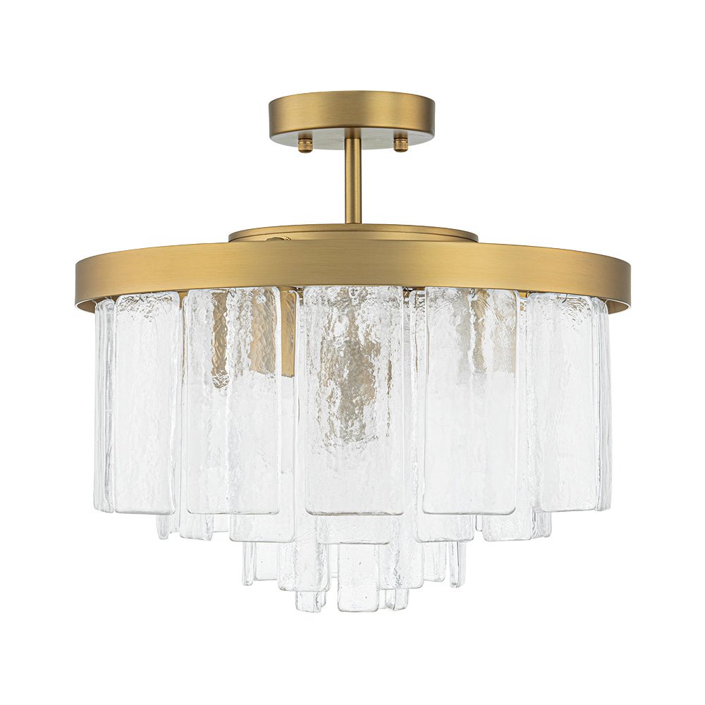 Gelaagde Plafondlamp Glas Rond Semi-Flush Vijf Lichtpunten Messing Zwart Nikkel Brons Design Eetkamer Woonkamer | Sulvida