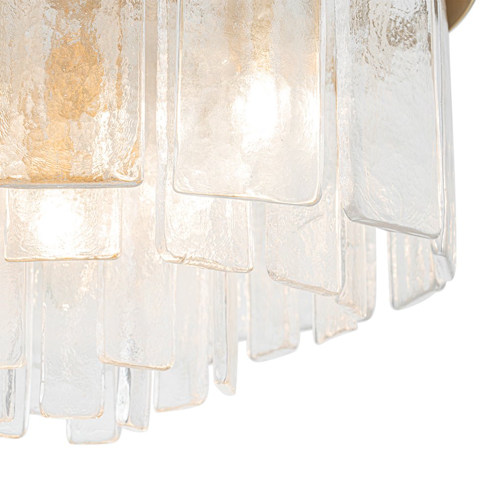Gelaagde Plafondlamp Glas Rond Semi-Flush Vijf Lichtpunten Messing Zwart Nikkel Brons Design Eetkamer Woonkamer | Sulvida