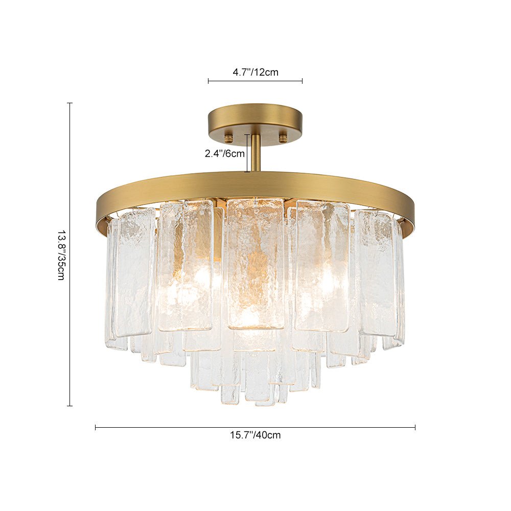 Gelaagde Plafondlamp Glas Rond Semi-Flush Vijf Lichtpunten Messing Zwart Nikkel Brons Design Eetkamer Woonkamer | Sulvida