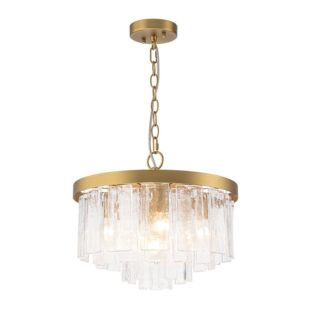 Gelaagde Plafondlamp Glas Rond Semi-Flush Vijf Lichtpunten Messing Zwart Nikkel Brons Design Eetkamer Woonkamer | Sulvida