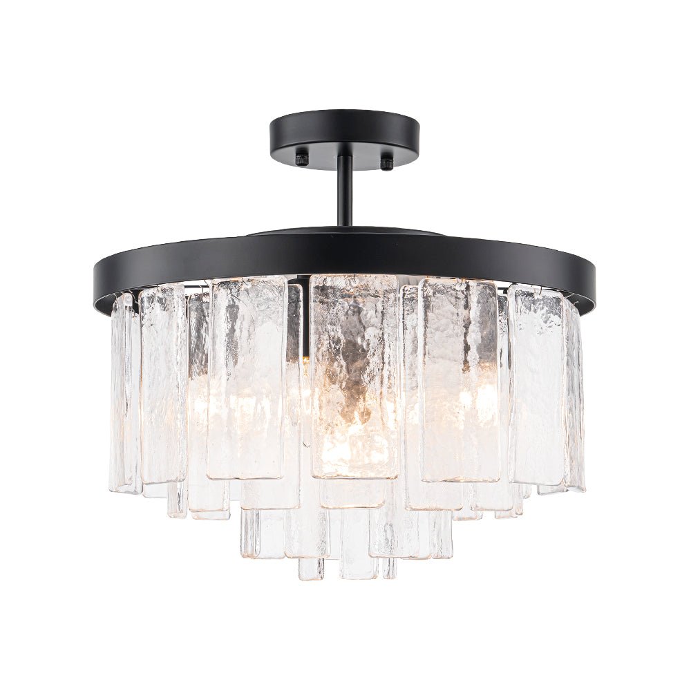 Gelaagde Plafondlamp Glas Rond Semi-Flush Vijf Lichtpunten Messing Zwart Nikkel Brons Design Eetkamer Woonkamer | Sulvida