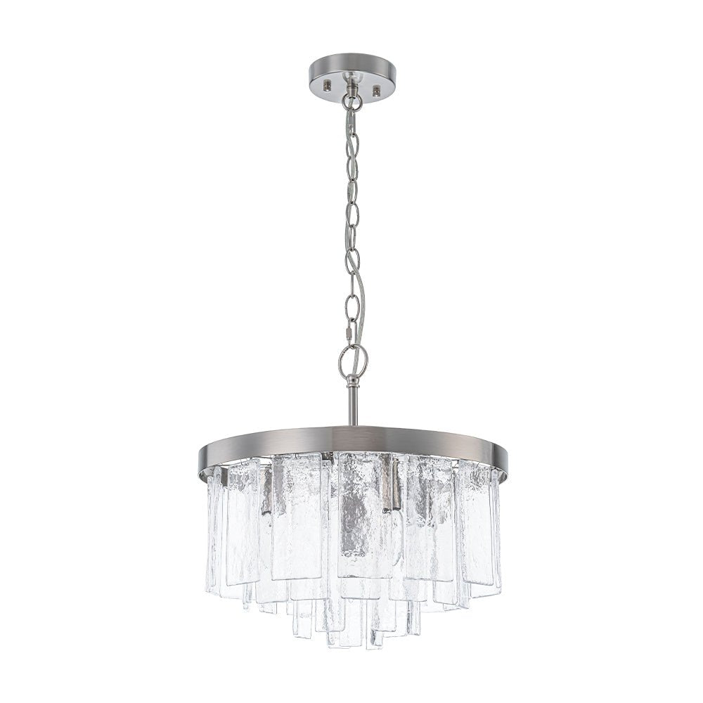 Gelaagde Plafondlamp Glas Rond Semi-Flush Vijf Lichtpunten Messing Zwart Nikkel Brons Design Eetkamer Woonkamer | Sulvida