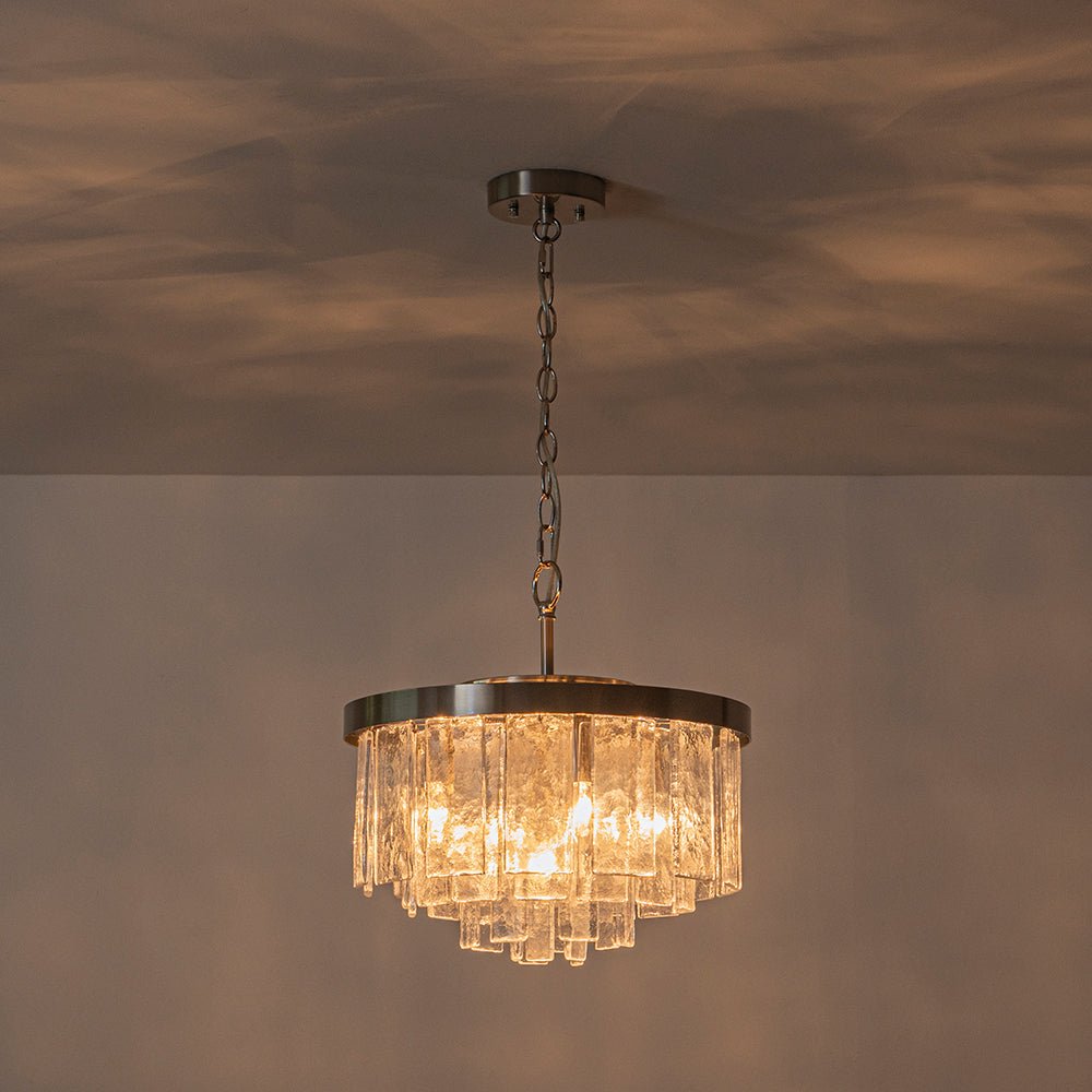 Gelaagde Plafondlamp Glas Rond Semi-Flush Vijf Lichtpunten Messing Zwart Nikkel Brons Design Eetkamer Woonkamer | Sulvida