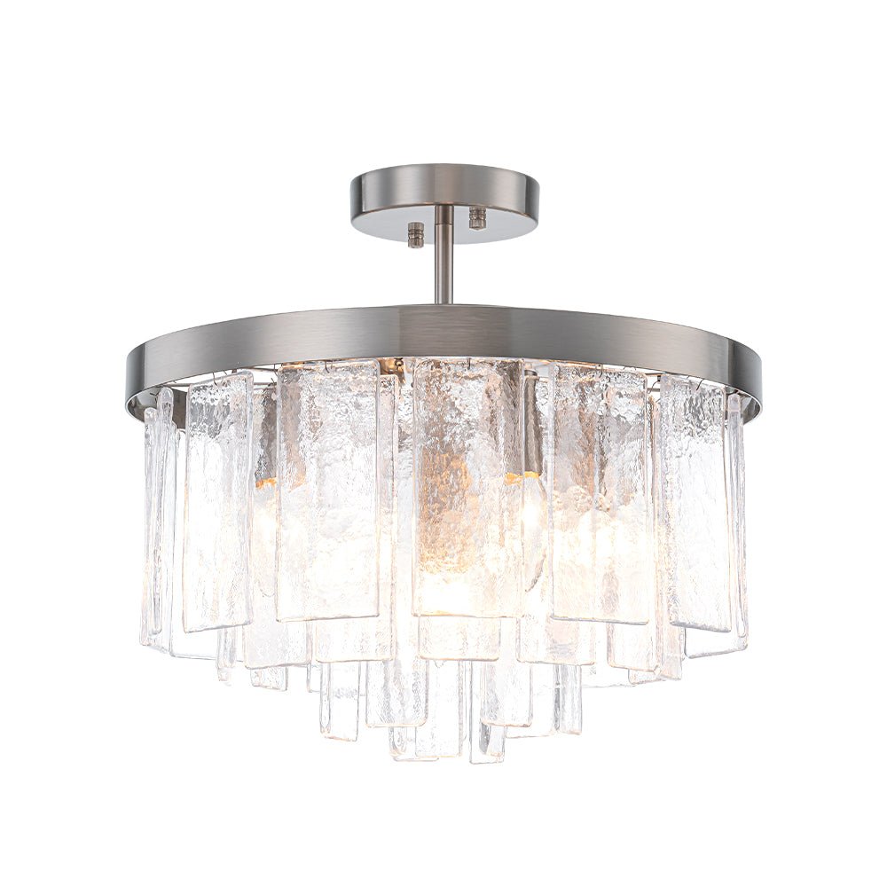 Gelaagde Plafondlamp Glas Rond Semi-Flush Vijf Lichtpunten Messing Zwart Nikkel Brons Design Eetkamer Woonkamer | Sulvida