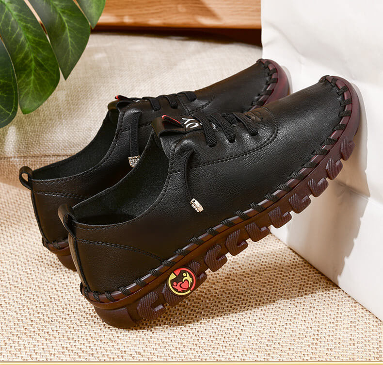 Dames Loafers Plat Leer Orthopedisch Comfortabel Antislip Voetboogsteun Zwart Wit Bruin Rood Instappers | Sulvida