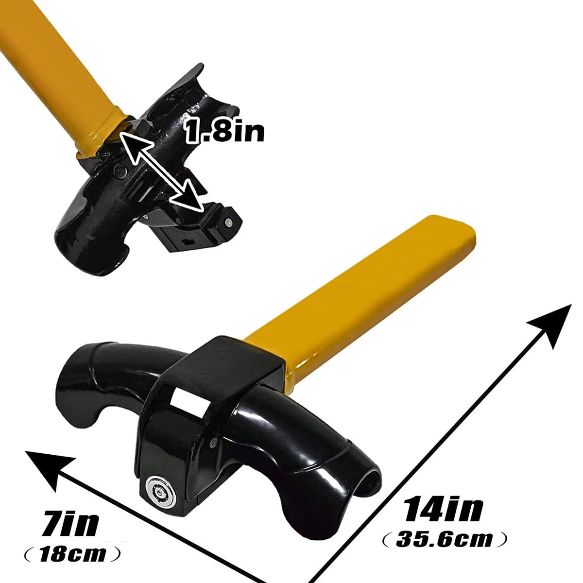 Antivol de volant avec barre en T en acier robuste jaune, dispositif antivol pour voiture, verrou universel pour volant de véhicule | Sulvida
