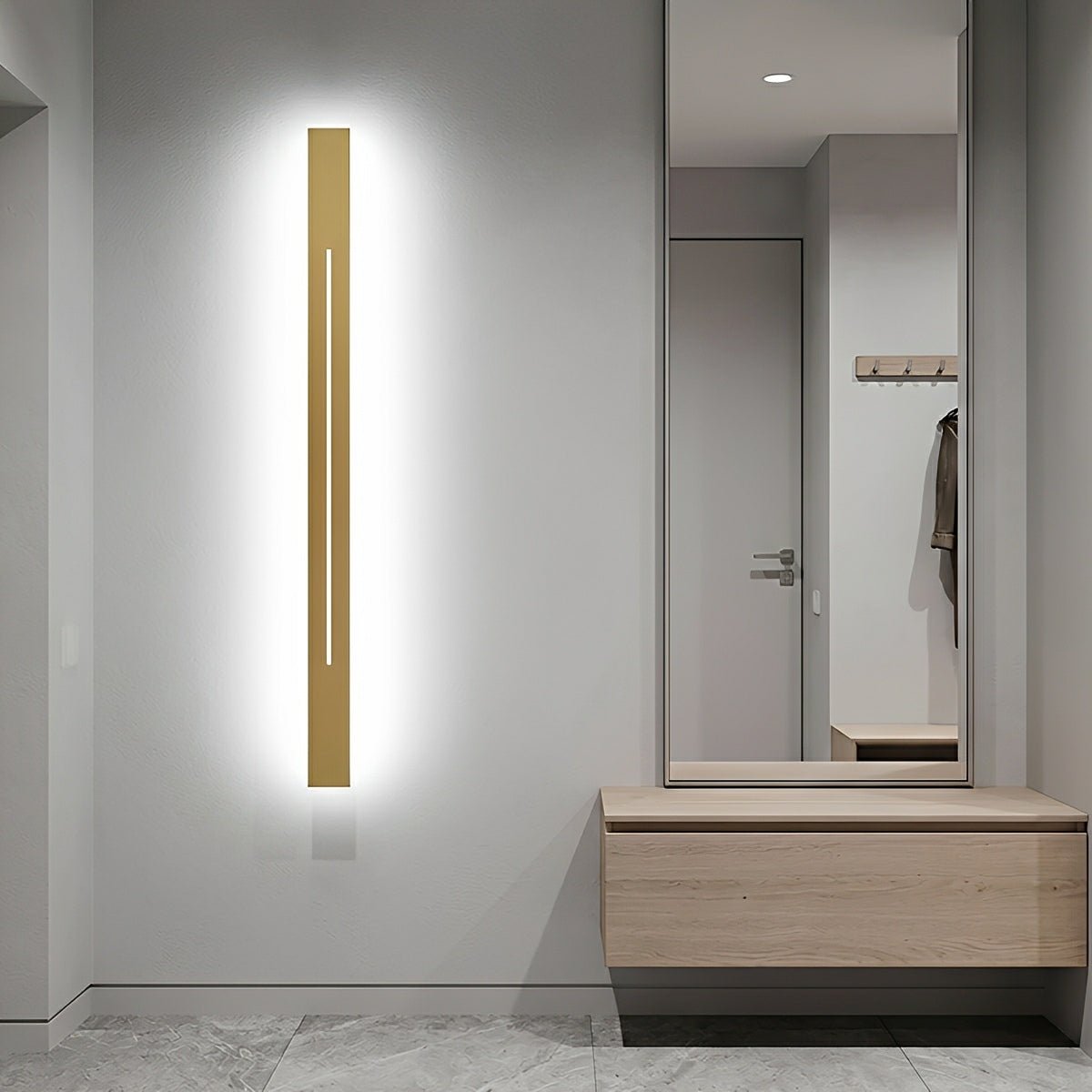 Minimalistische LED-wandlamp stijlvol smal design goud zwart dimbaar modern interieur woonkamer slaapkamer | Sulvida
