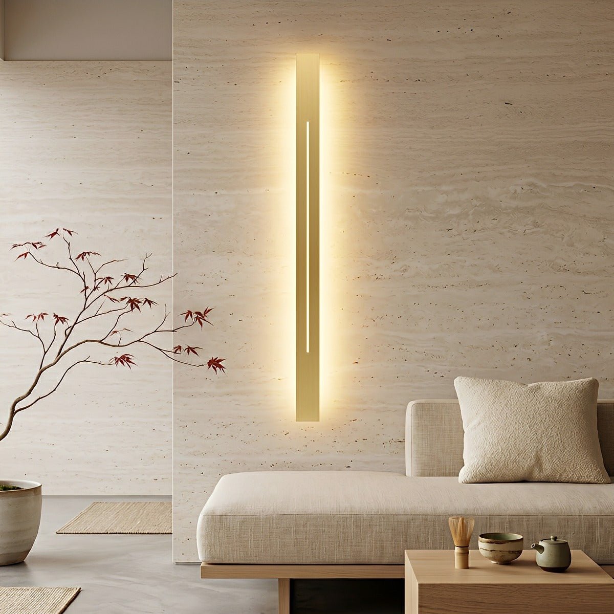 Minimalistische LED-wandlamp stijlvol smal design goud zwart dimbaar modern interieur woonkamer slaapkamer | Sulvida