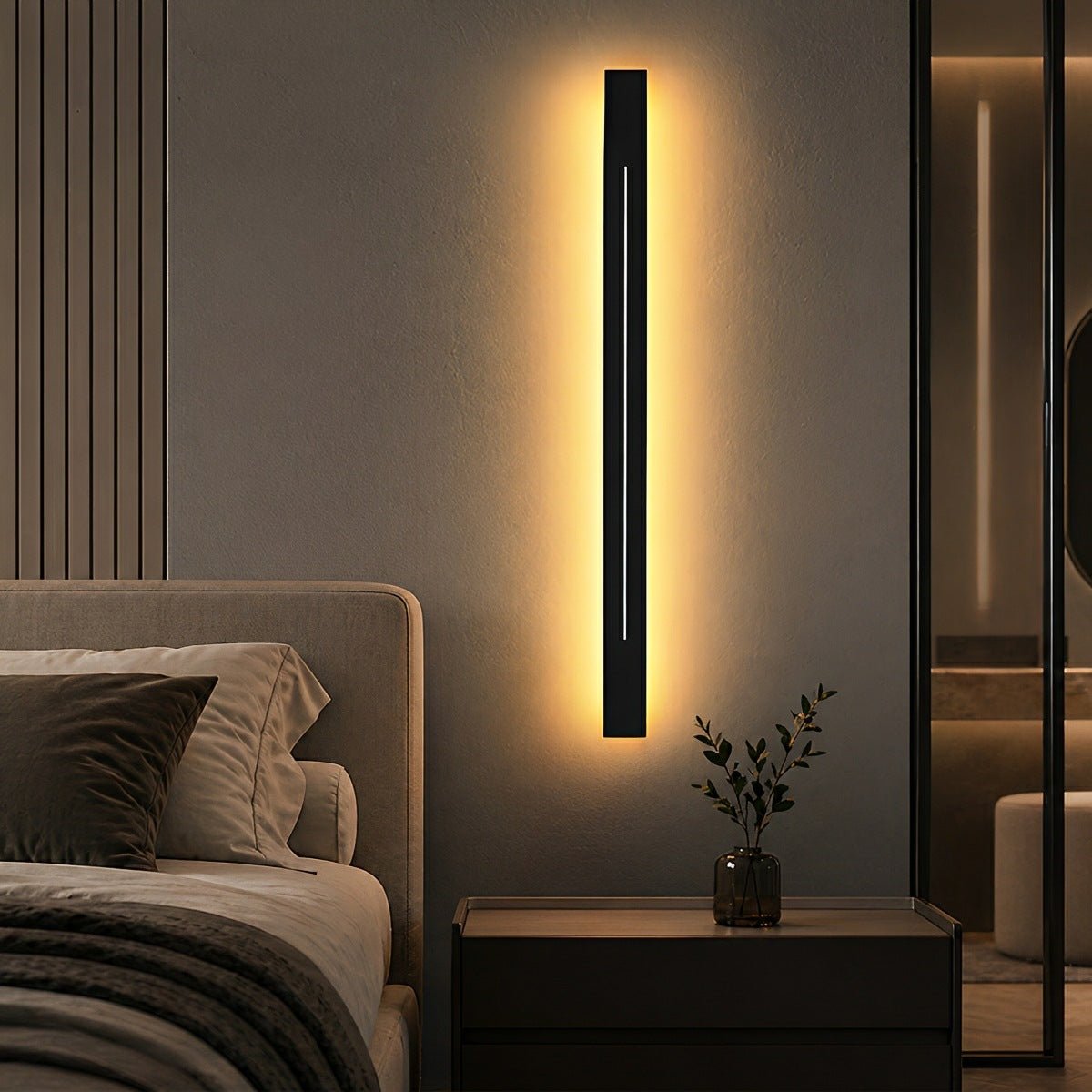 Minimalistische LED-wandlamp stijlvol smal design goud zwart dimbaar modern interieur woonkamer slaapkamer | Sulvida