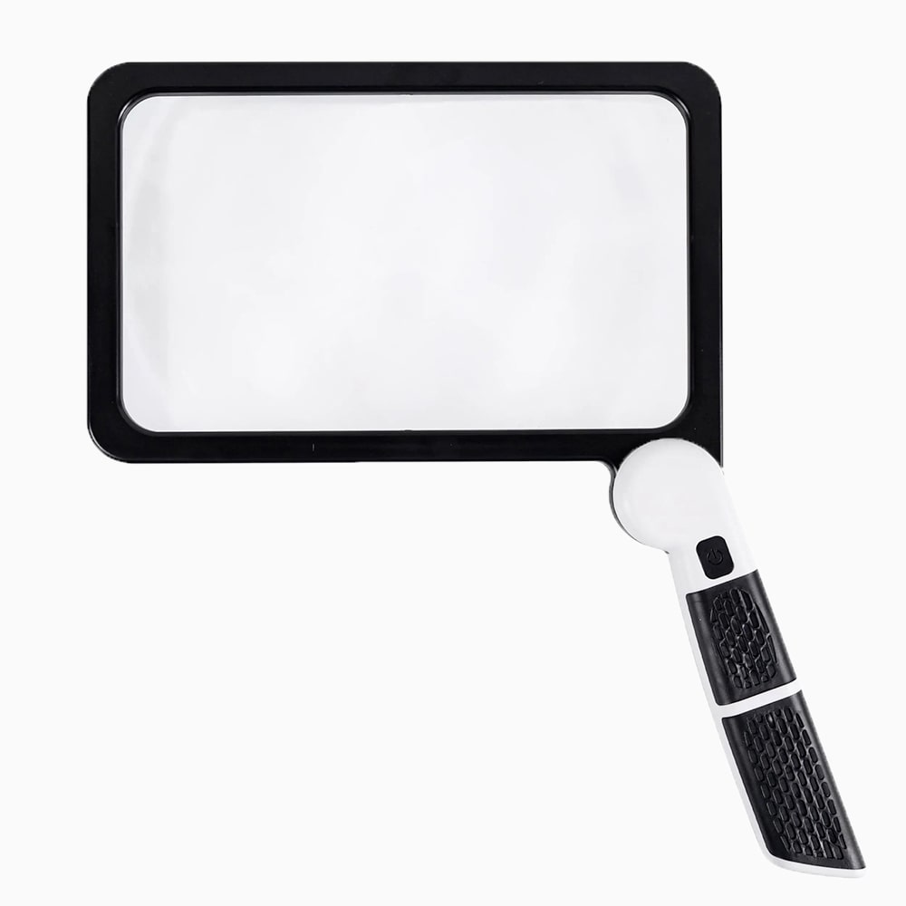 Rechthoekige Loep met LED-verlichting 5x Vergroting Inklapbaar voor Lezen Hobby Senioren Handmatig Compact | Sulvida